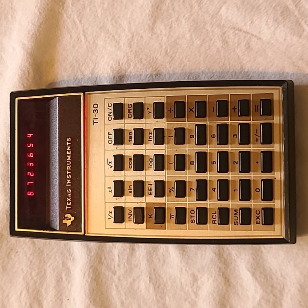 Texas Instruments TI-30 Vintage 1970's Calculator Manual and Case